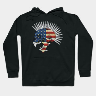 Bullet Head Mohawk Skull with American Flag Hoodie